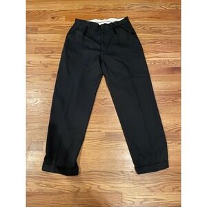 Polo Golf Ralph Lauren Mens Pants Black 100% Polyester Pleated Cuffed Size 35x32